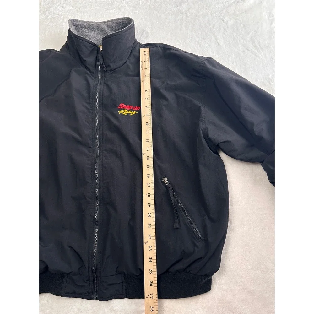 Snap-on Racing Jacket Mens XXL Black Fleece Lined Full Zip Bomber Vintage Style